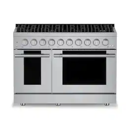 Hauslane - HausPro 48 in. 8 Burners Gas Range in stainless steel with 20,000 BTU and Double Oven with 5 Rack Positions - Stainless Steel