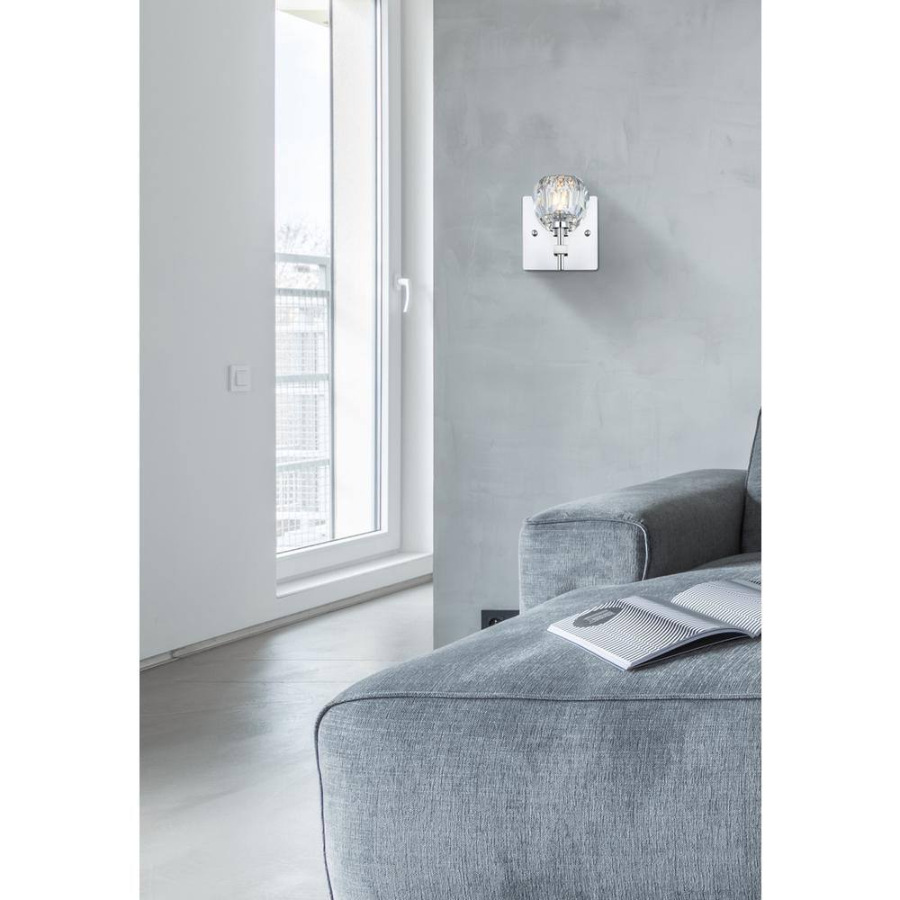 Elegant Lighting Graham 1 Light Wall Sconce in Chrome Chrome And Clear ...