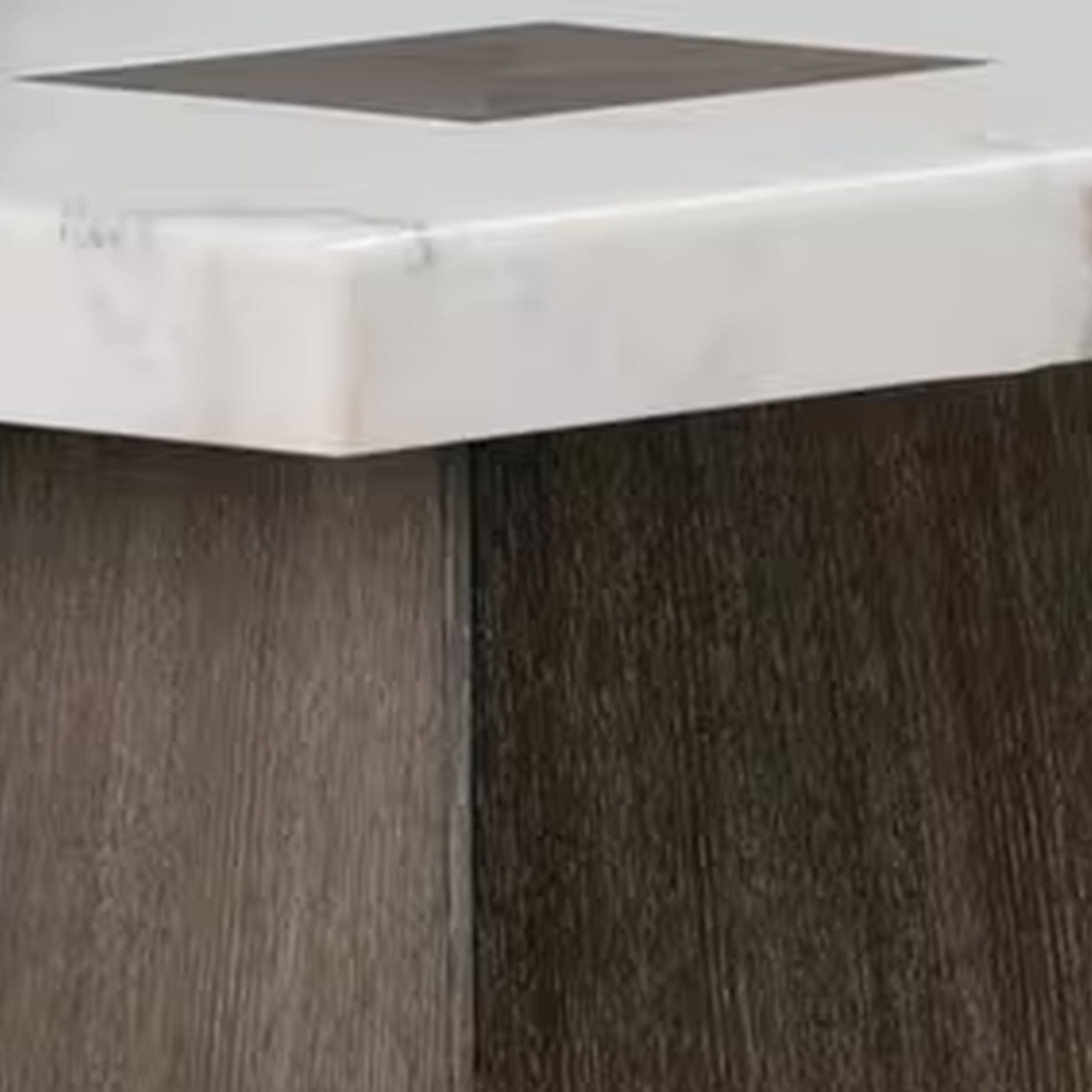 Alt View 2. Manhattan Lane - Asten Side End Table, 22 Inch, Square White Marble Top - Dark Walnut Brown, White.