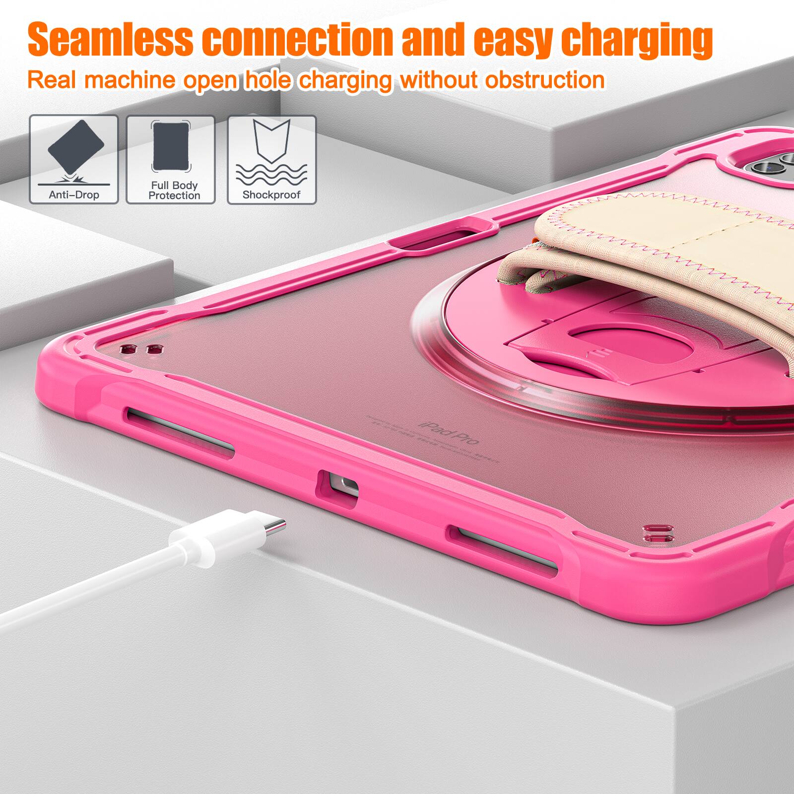 Seamless connection and easy charging  
Real machine open hole charging without obstruction  
Anti-Drop  
Full Body Protection  
Shockproof  
iPad Pro