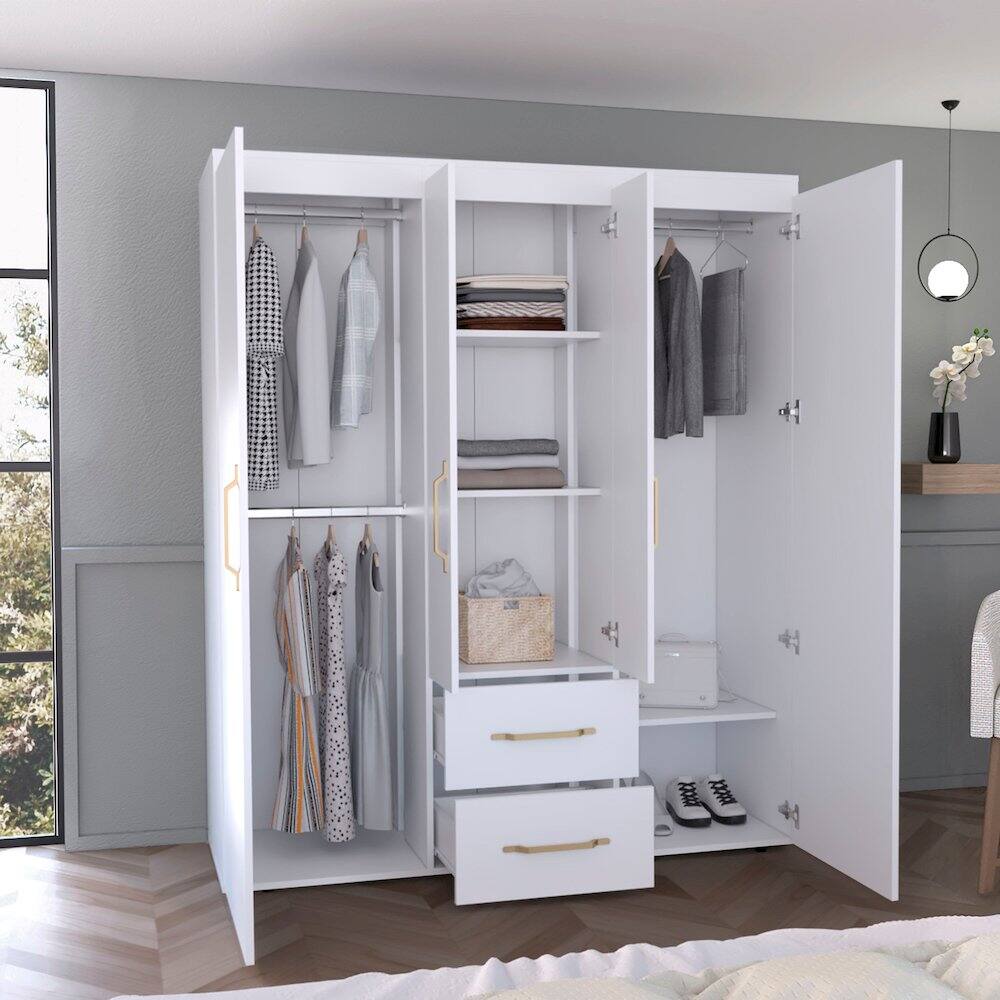 Alt View 2. TuHome - Bariloche 4-Door Armoire White MDF - White.