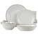 Front. Elama - Elama Countess 16 Piece Embossed Double Bowl Stoneware Dinnerware Set in Ivory - Ivory.