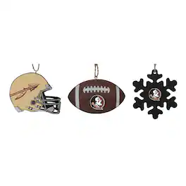The Memory Company - Florida State Seminoles Three-Pack Helmet, Football & Snowflake Ornament Set - Garnet