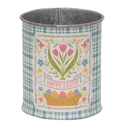 BreeBe - Gingham Check "Happy Easter" Can - Blue & White