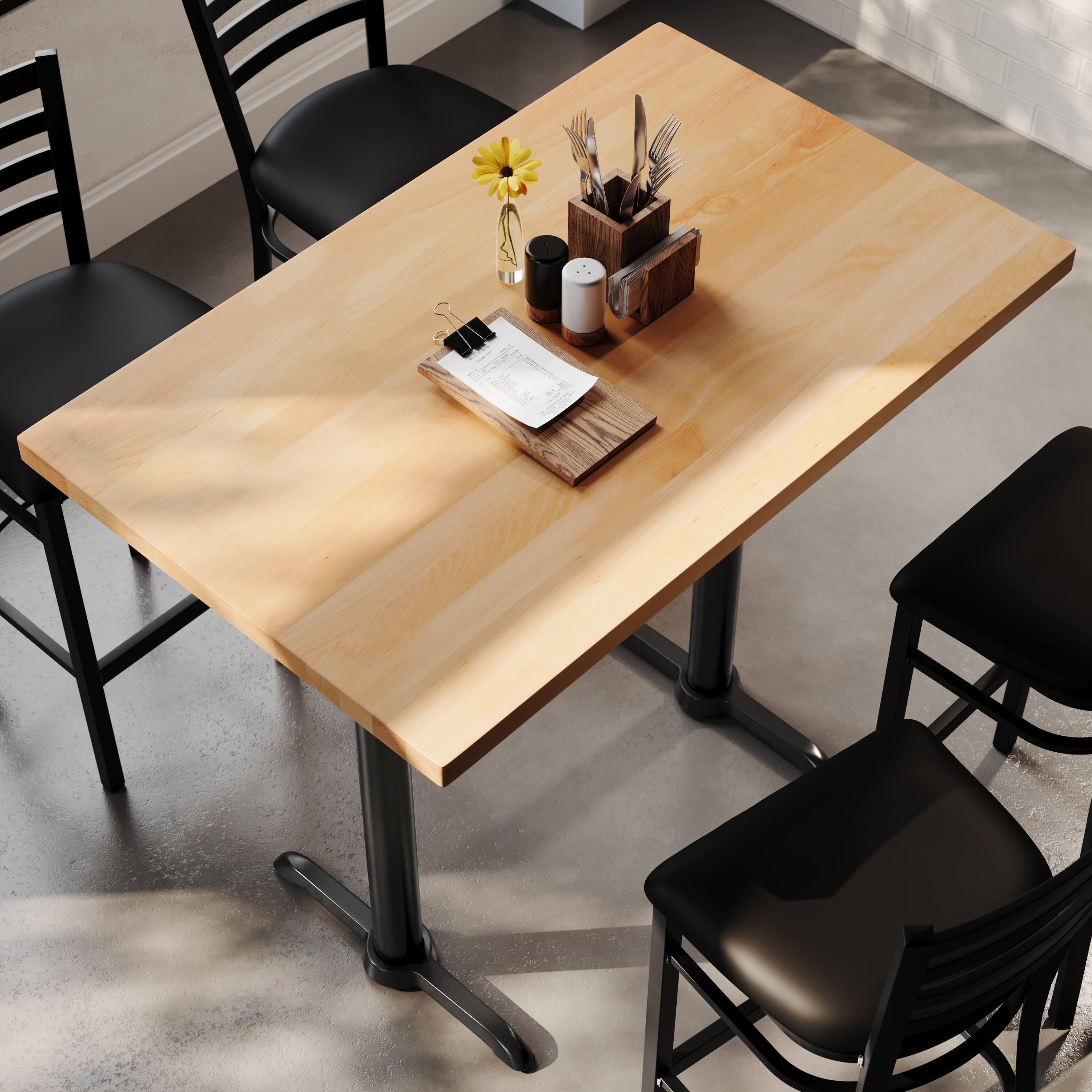 Alt View 3. Flash Furniture - Bennett 30" x 48" Solid Wood Commercial Indoor Tabletop in Natural with Dual 5" x 22" Bar Height Rust-Resistant Black Ca - Natural.