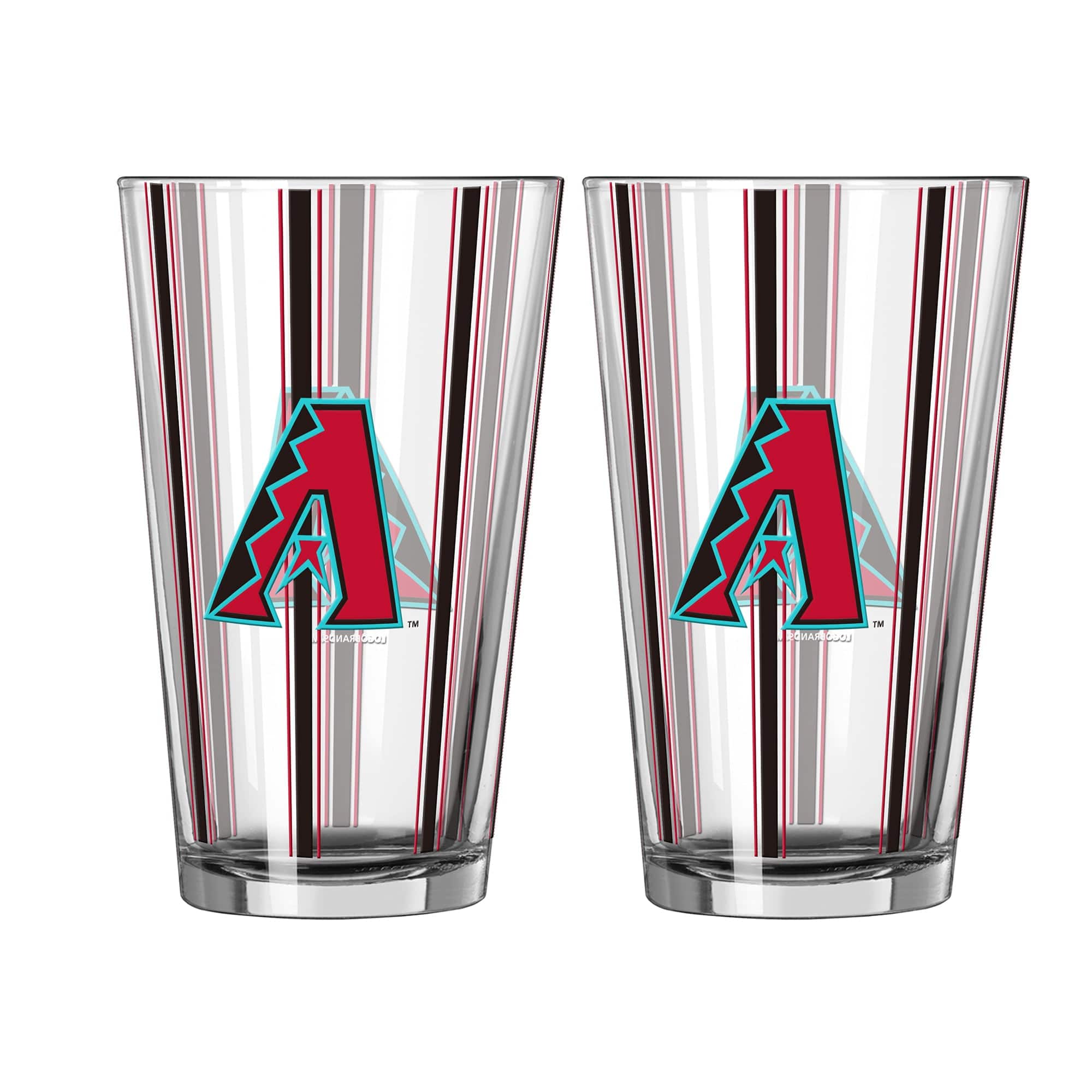 Logo Brands - Arizona Diamondbacks Two-Piece 16oz. Striped Pint Glass Set - Multicolor