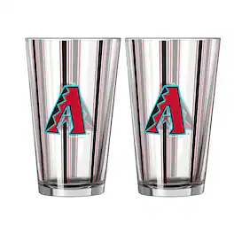 Logo Brands - Arizona Diamondbacks Two-Piece 16oz. Striped Pint Glass Set - Multicolor
