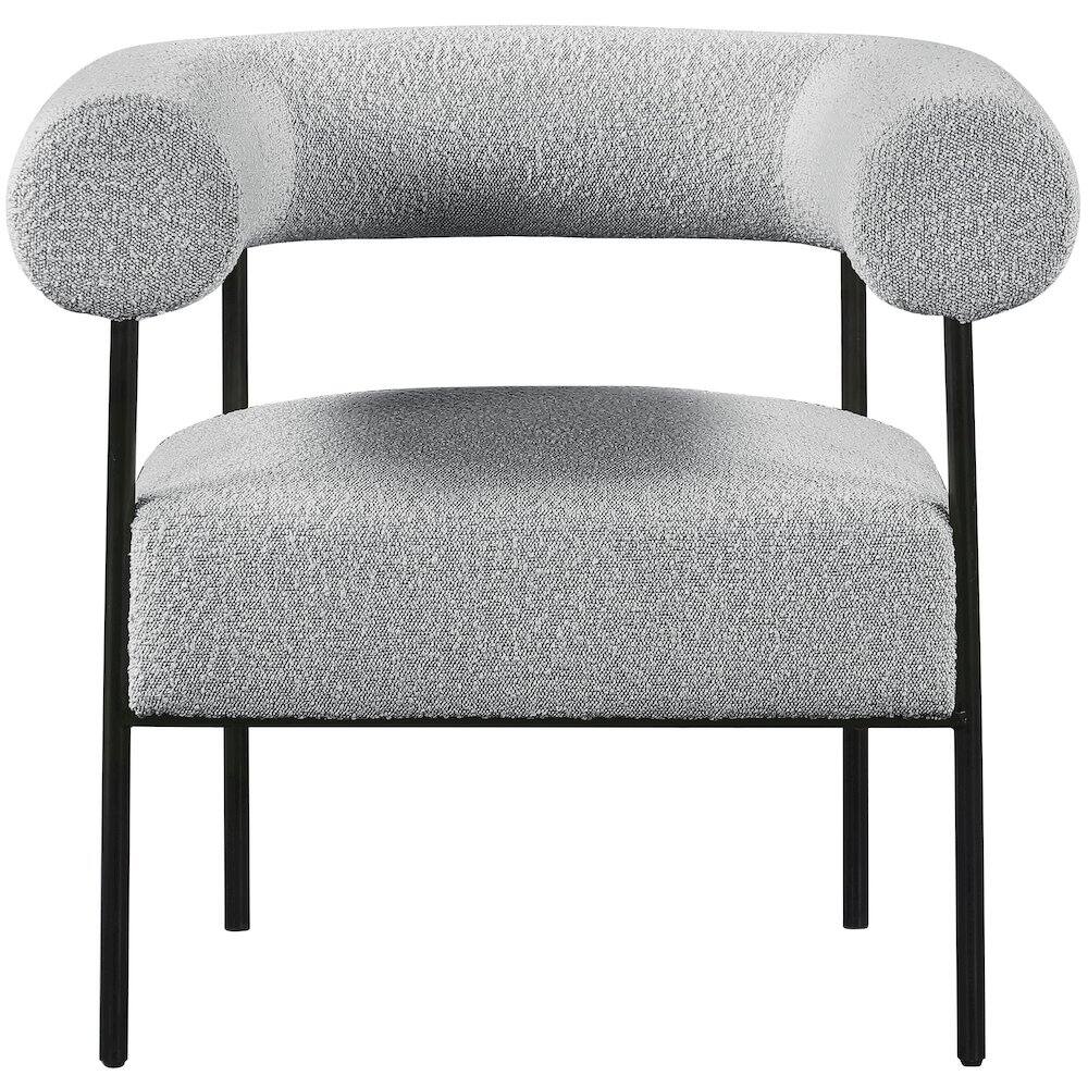Alt View 4. Meridian Furniture - Blake Grey Boucle Fabric Accent Chair - Grey.