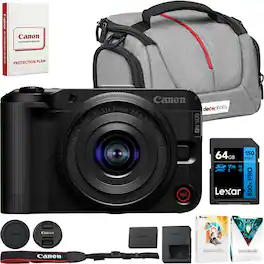 Canon - EOS R50 V Mirrorless Camera w/ RF S14-30mm F4-6.3 Lens Kit + 64GB Memory Bundle