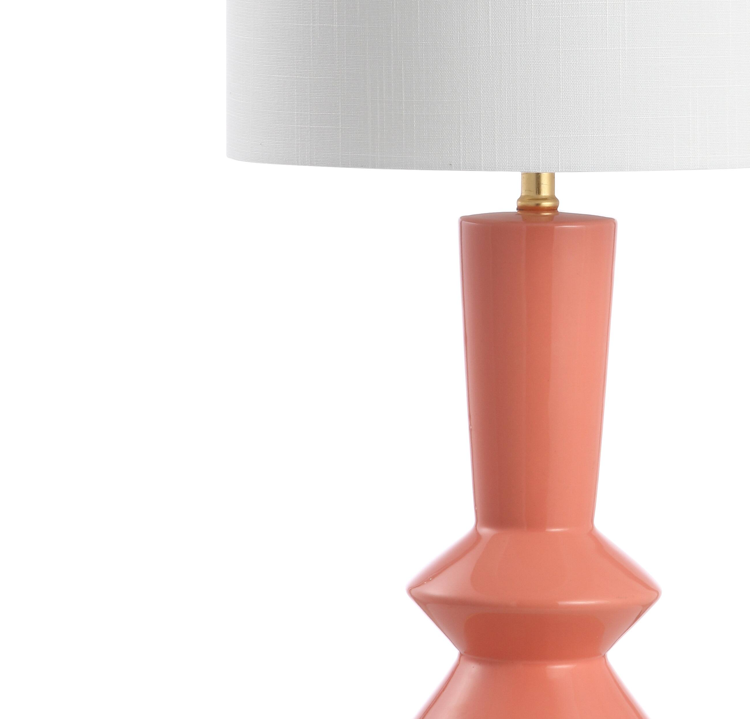 Alt View 4. Jonathan Y - Ziggy 27" Contemporary Glam Ceramic/Iron LED Table Lamp, Coral/Gold Painting - Coral/Gold Painting.