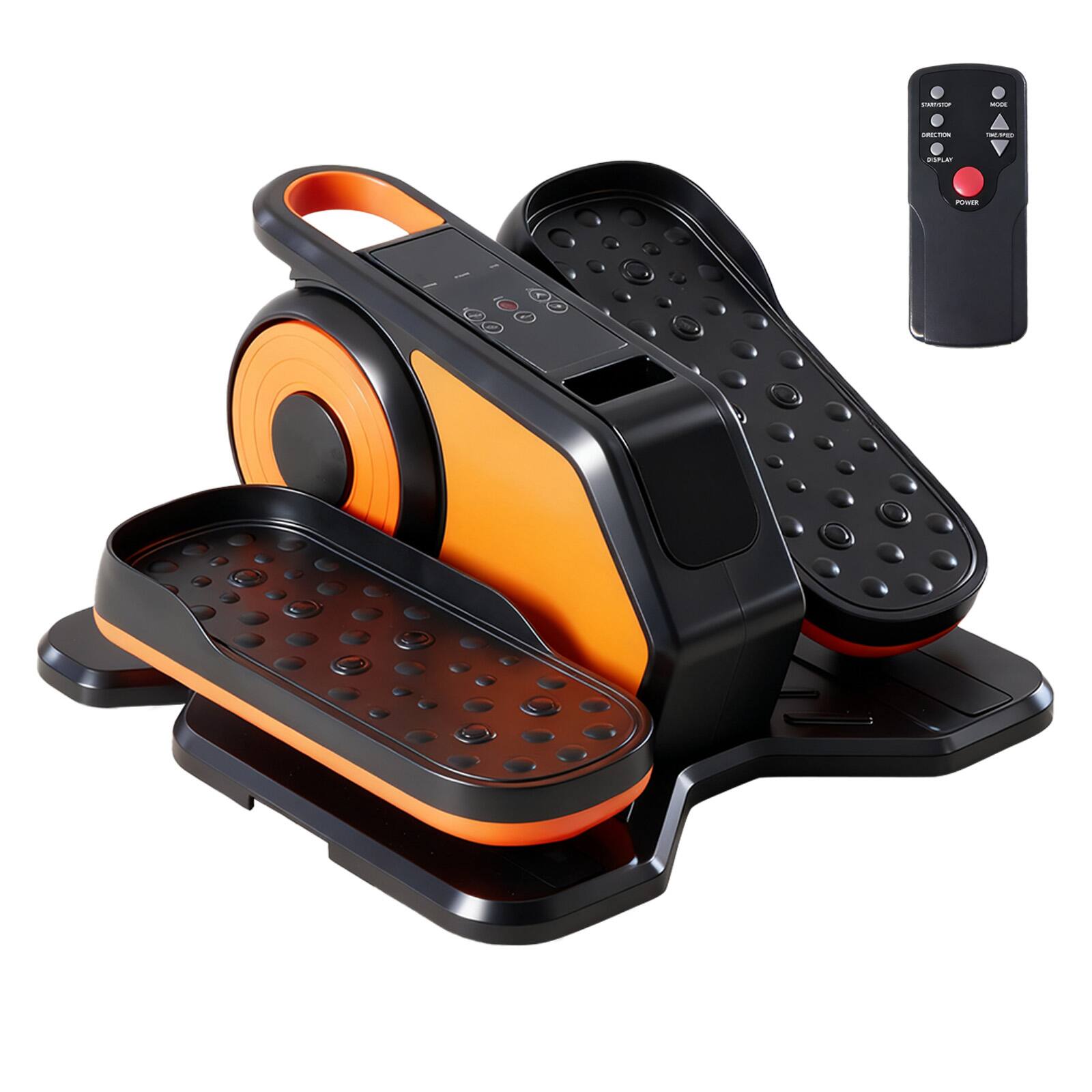 Front. AENKYO - Compact Under-Desk Elliptica, Quiet Mini Pedal Exerciser with Adjustable Speed and LED Display - Orange.