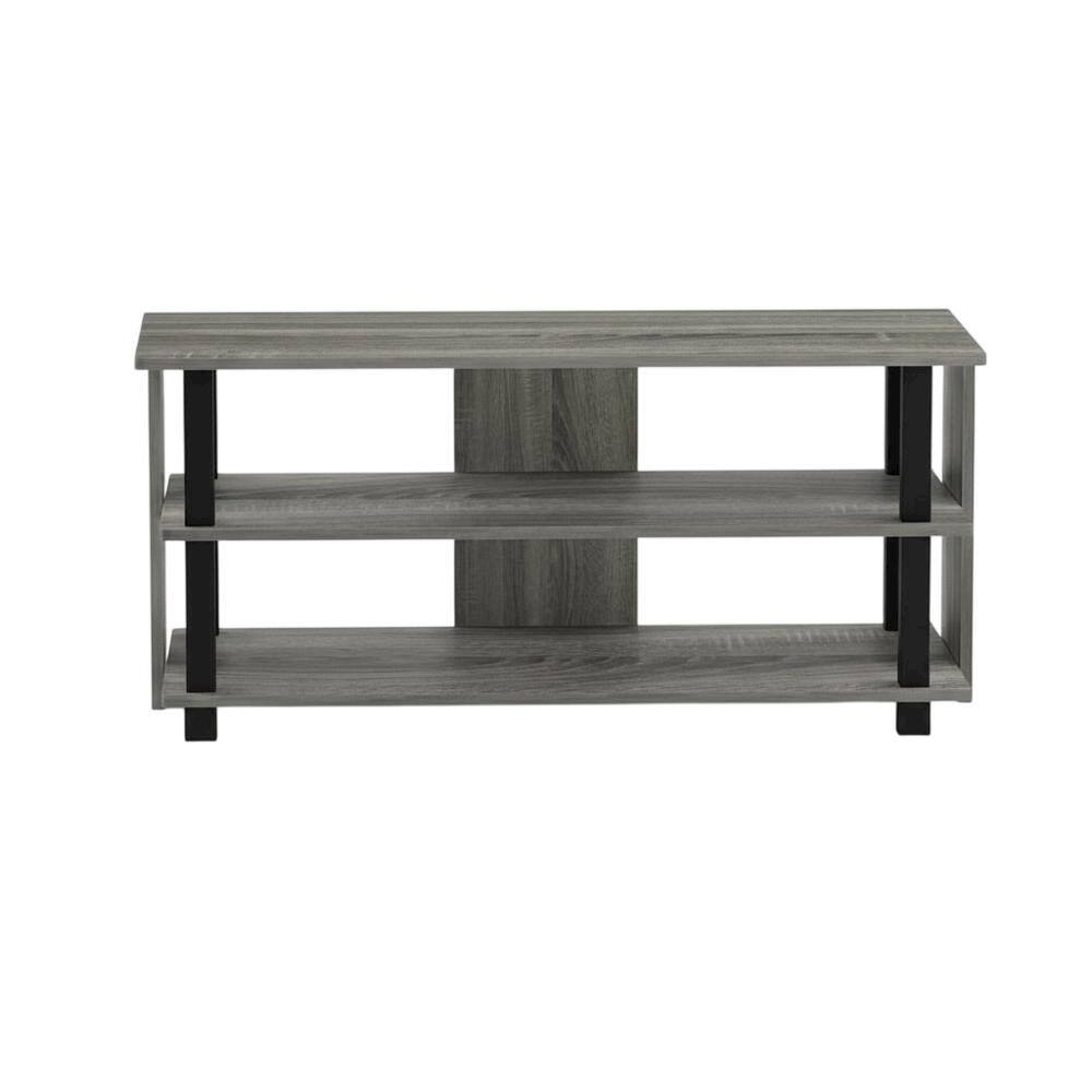 Alt View 3. FurniFact - Wooden 3-Tier TV Stand, TVs up to 40 inches, Modern Style, Space-Saving Design - Gray Black.