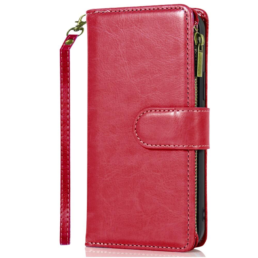 Back. TJS - Phone Case for Samsung Galaxy A17 5G, Luxury Wallet Card ID Zipper Money Holder Cover (Red) - Red.