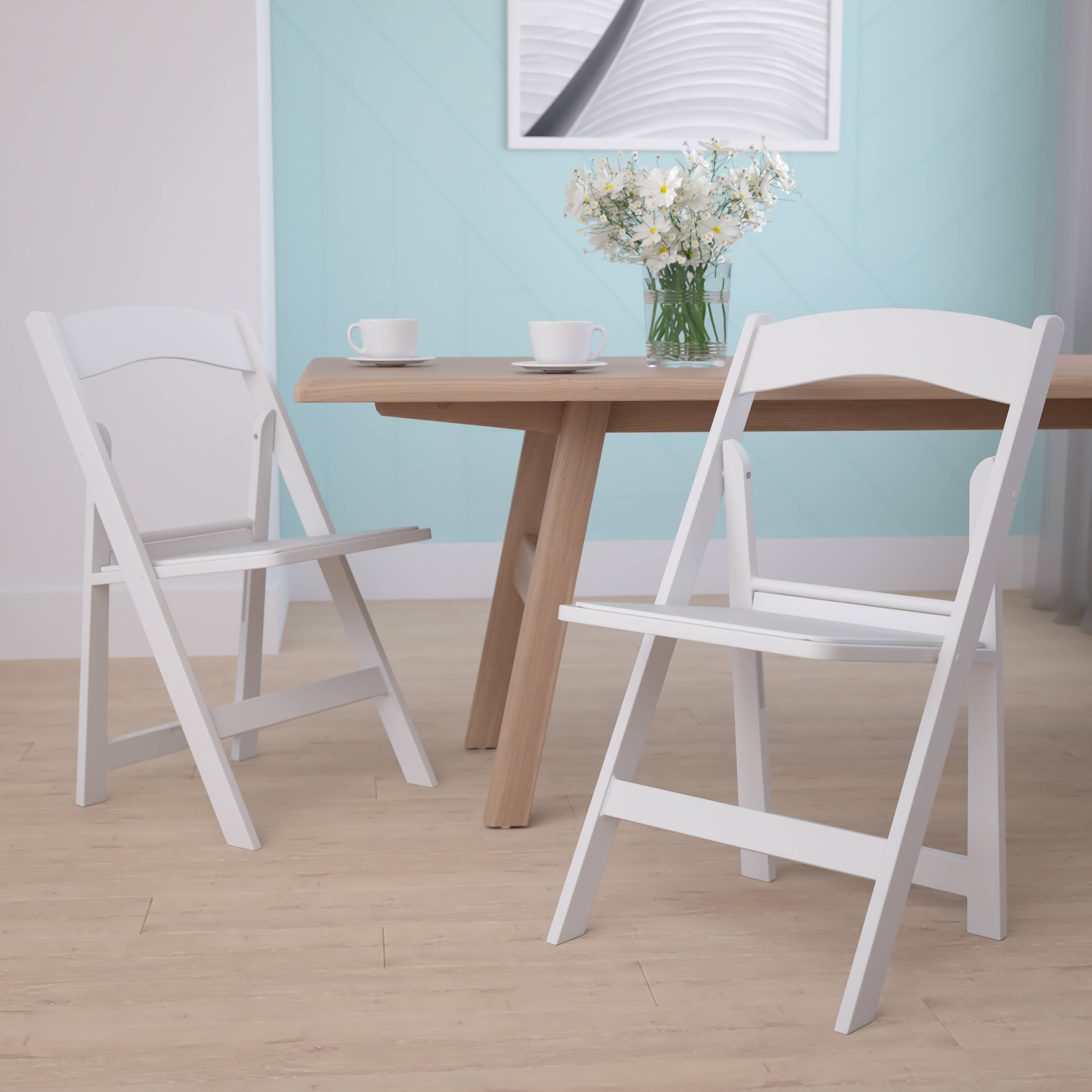 Alt View 2. Emma + Oliver - Folding Chair - Resin– 2 Pack 800LB Weight Capacity Event Chair - White.