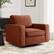 Front. KERDOM - Swivel Barrel Sofa Chair, Modern Single Sofa Lounge Bucket Armchair, Rotating Accent Sofa Rotation Base, Washable Pillow - Reddish Brown.