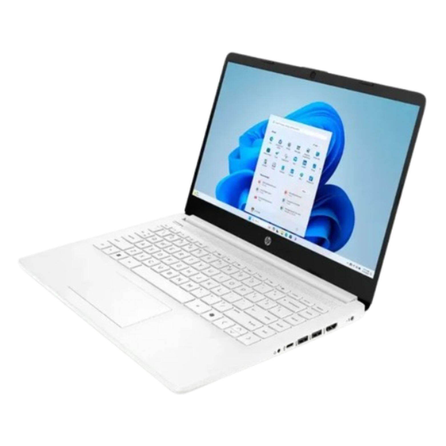 Alt View 2. HP - 14-dq3000dx 14" Intel Celeron N4500 1.10 GHz up to 2.8 GHz 4GB DDR4 64GB eMMC Windows 11 Home Laptop - White.