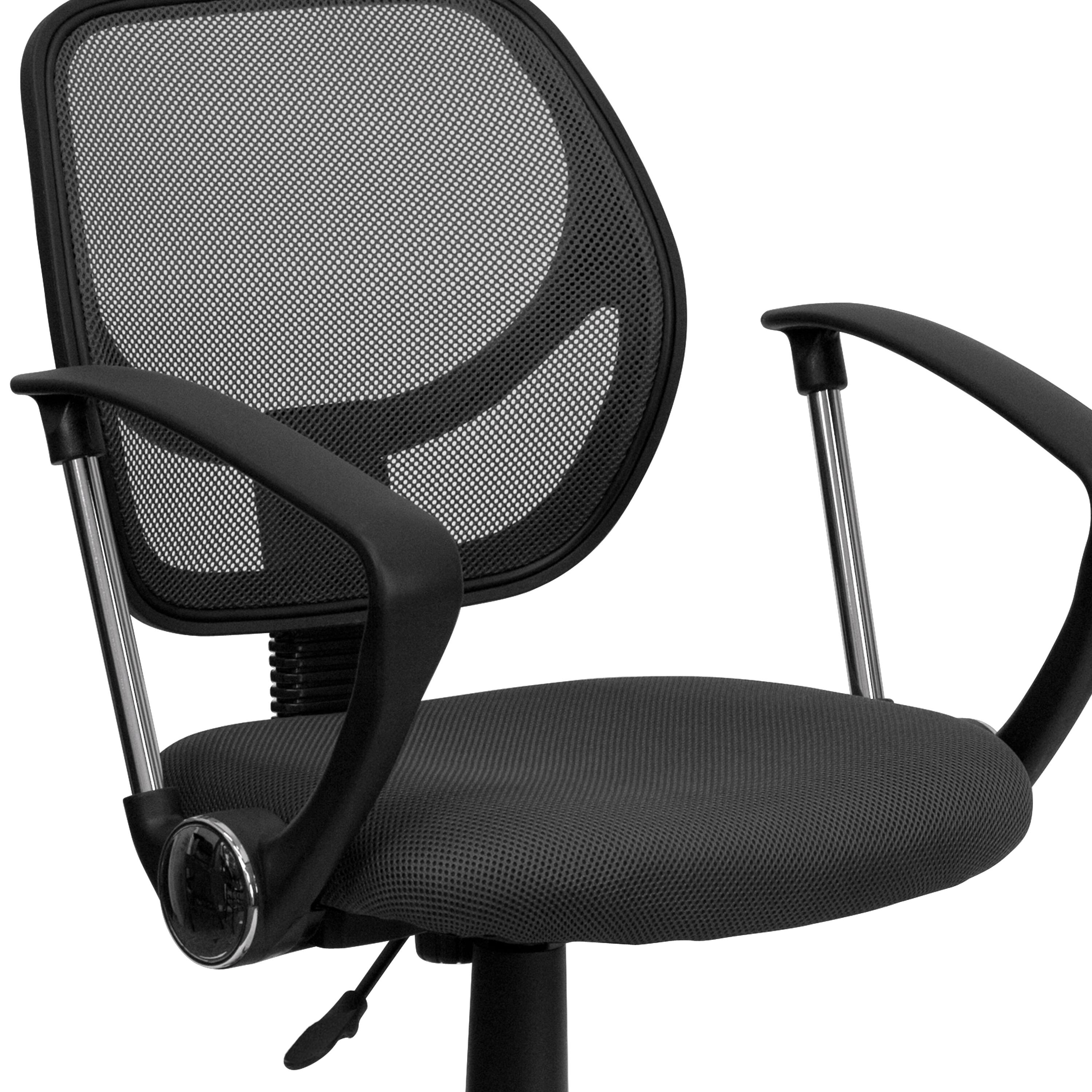 Alt View 9. Emma + Oliver - Mid-Back Mesh Swivel Task Office Chair with Curved Square Back and Arms - Gray.