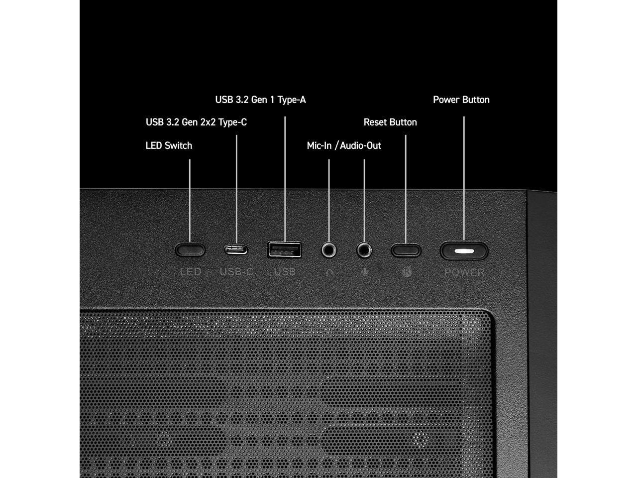 USB 3.2 Gen 1 Type-A  
USB 3.2 Gen 2x2 Type-C  
Reset Button  
LED Switch  
Mic-In / Audio-Out  
LED  
USB-C  
USB  
POWER