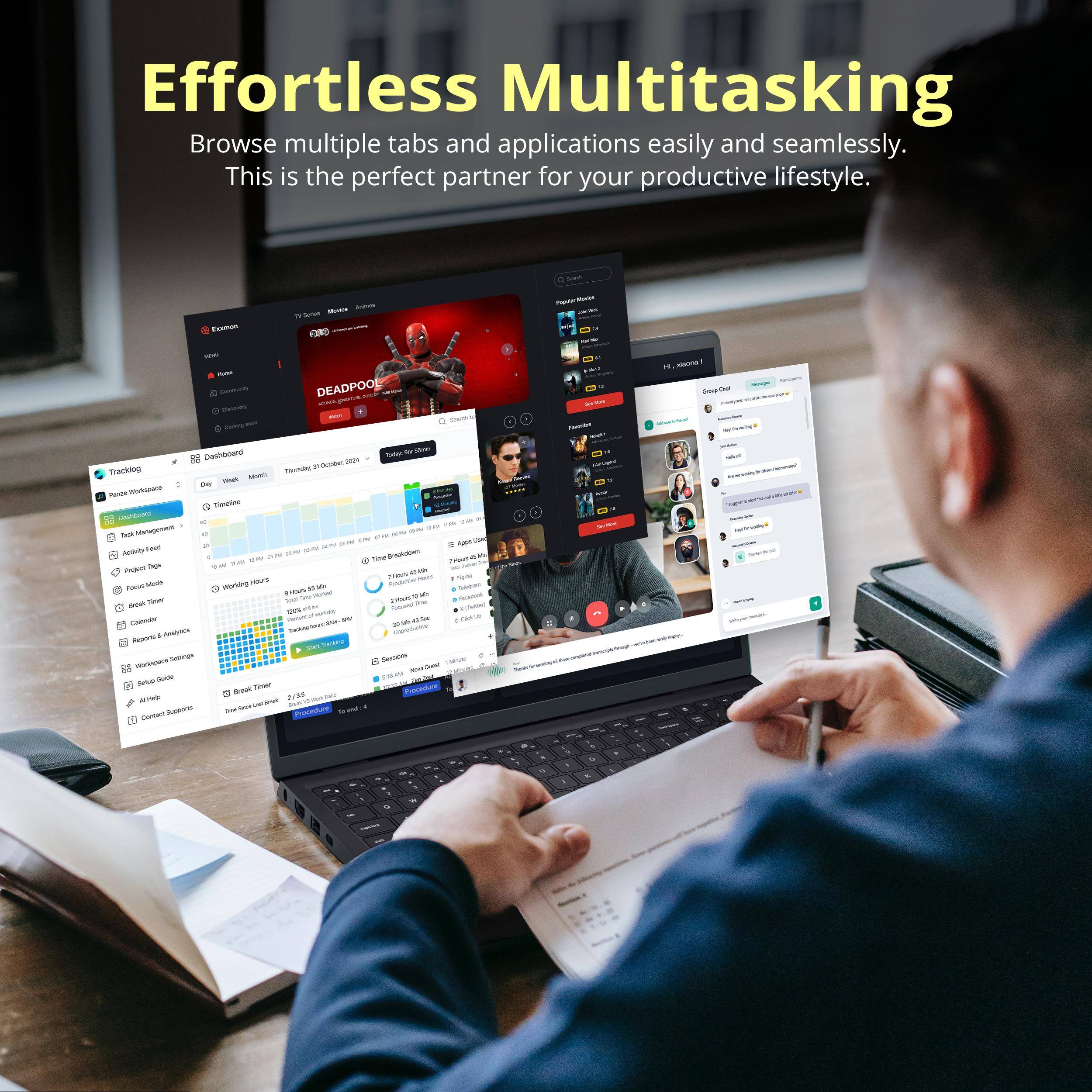 Effortless Multitasking  
Browse multiple tabs and applications easily and seamlessly.  
This is the perfect partner for your productive lifestyle.