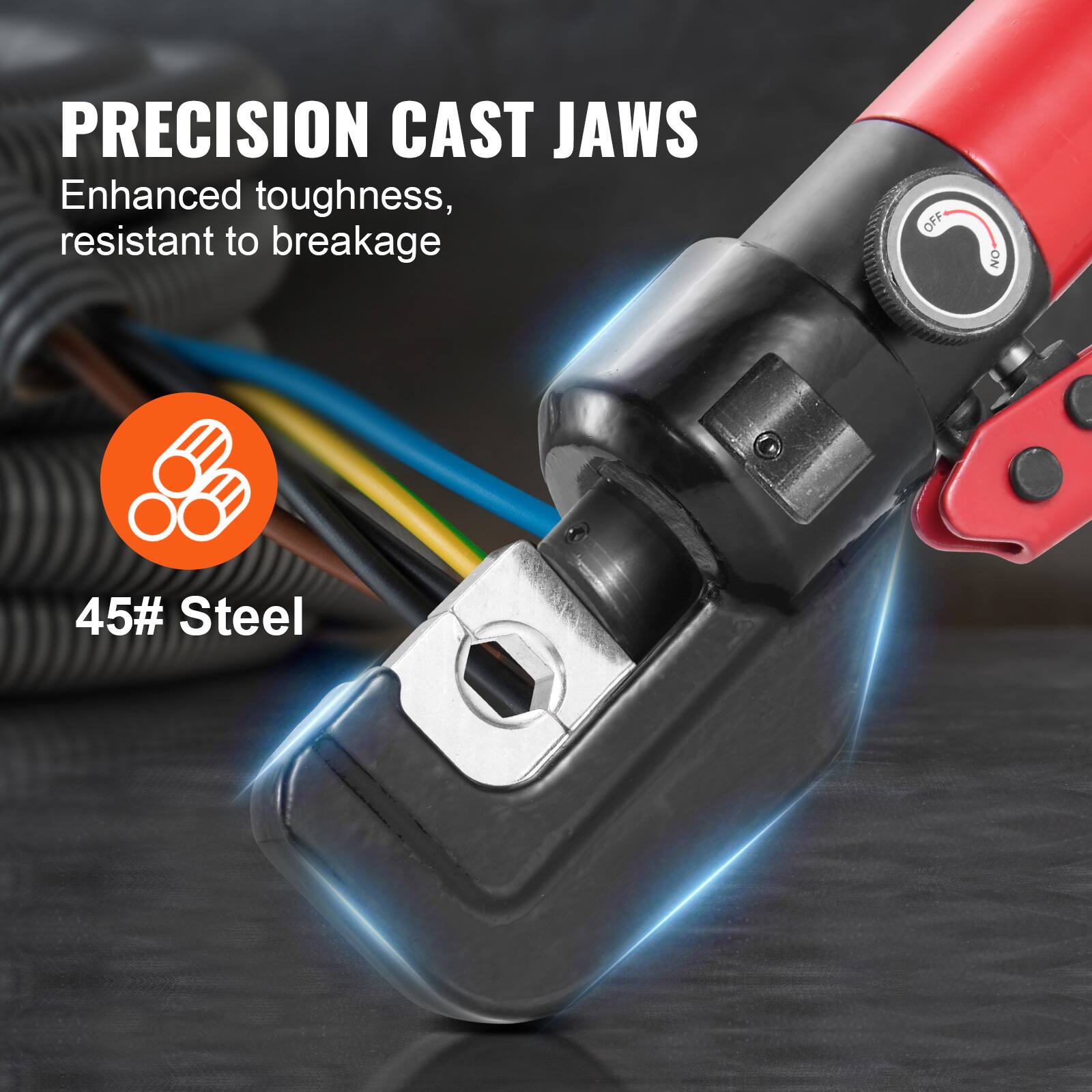 PRECISION CAST JAWS  
Enhanced toughness, resistant to breakage  

45# Steel