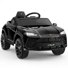FIRST RIDE ON - Licensed Lamborghini Toy Car for Kids, 12V Electric Car with Remote Control, Ride On Car with MP3 Player & LED Lights - Black
