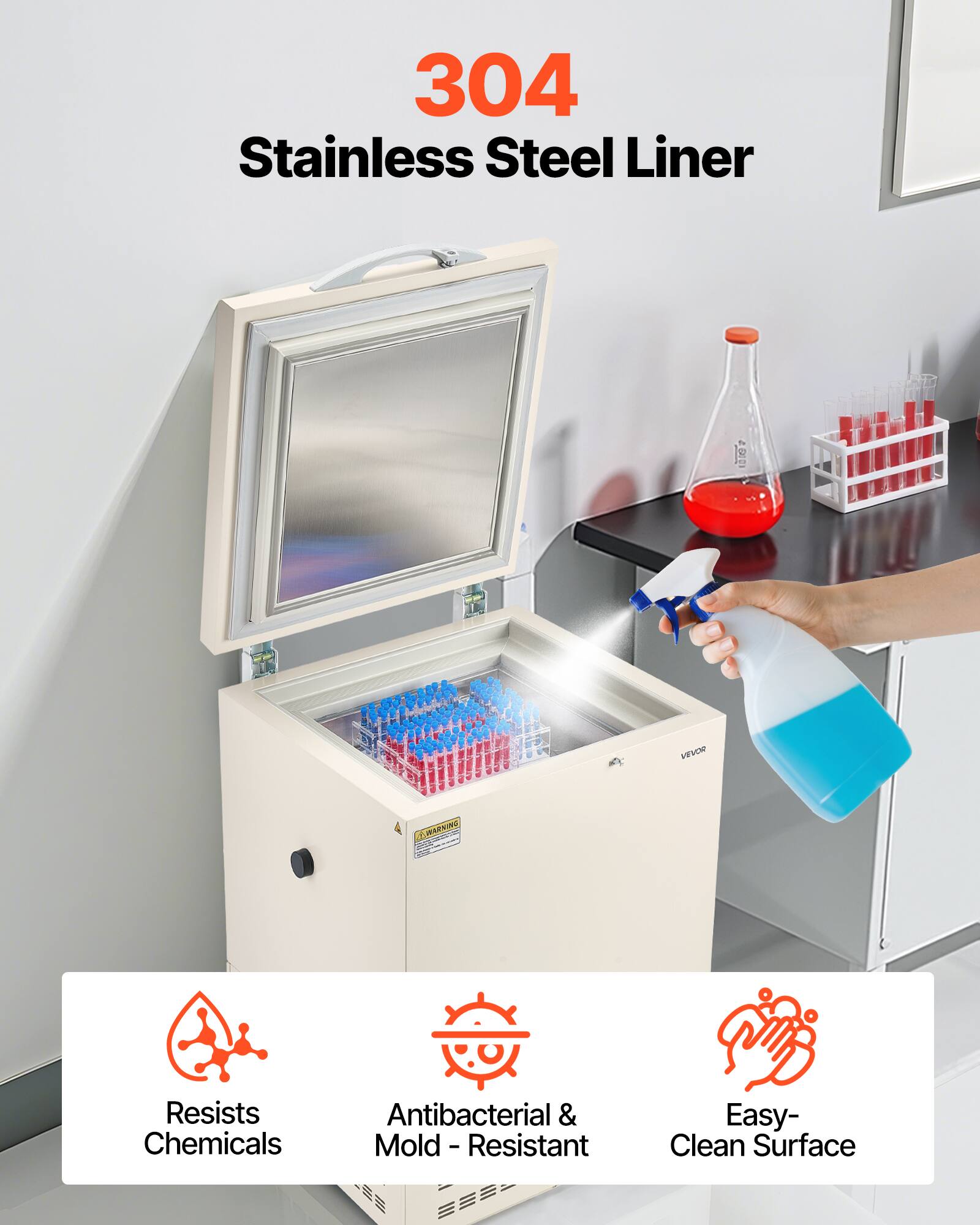 304 Stainless Steel Liner

12.25

PERCIP

WARNING

Resists Chemicals

Antibacterial & Mold - Resistant

Easy-Clean Surface