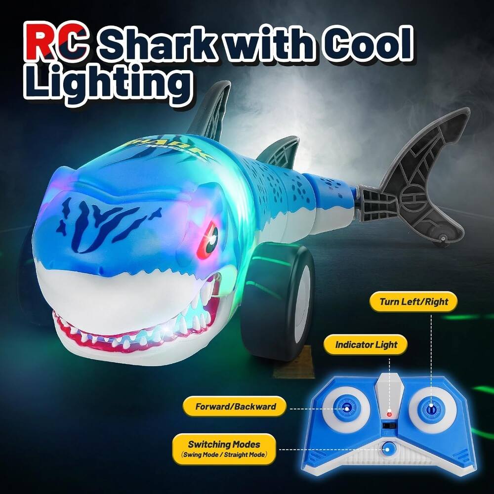 RC Shark with Cool Lighting  
A Turn Left/Right Indicator Light Forward/Backward Switching Modes (Swing Mode / Straight Mode)