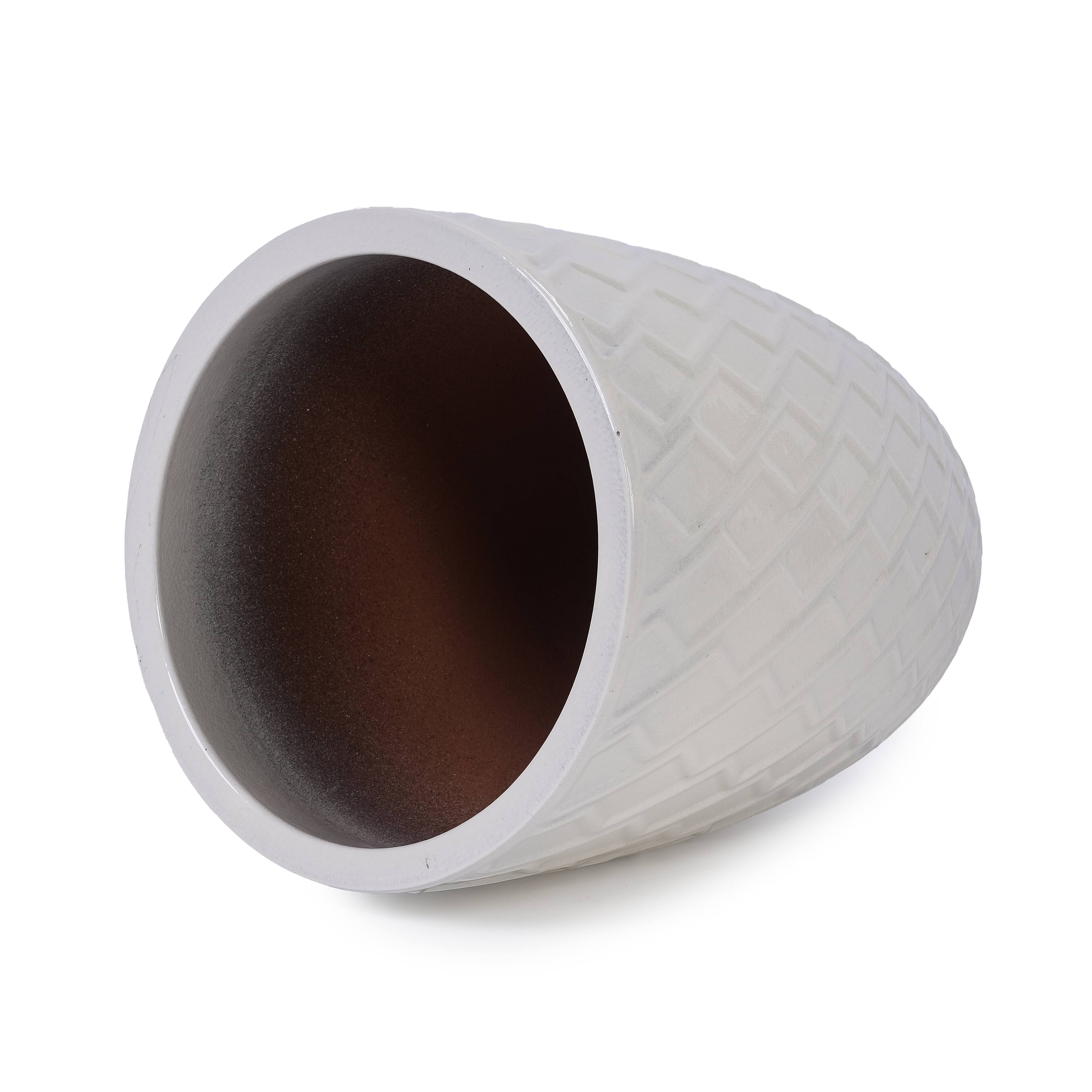Alt View 7. Loheer - Loheer Large Ceramic Planter Pot, White Handmade Tree Planter Pot with Drainage Hole, Indoor Outdoor, 21.26 H.