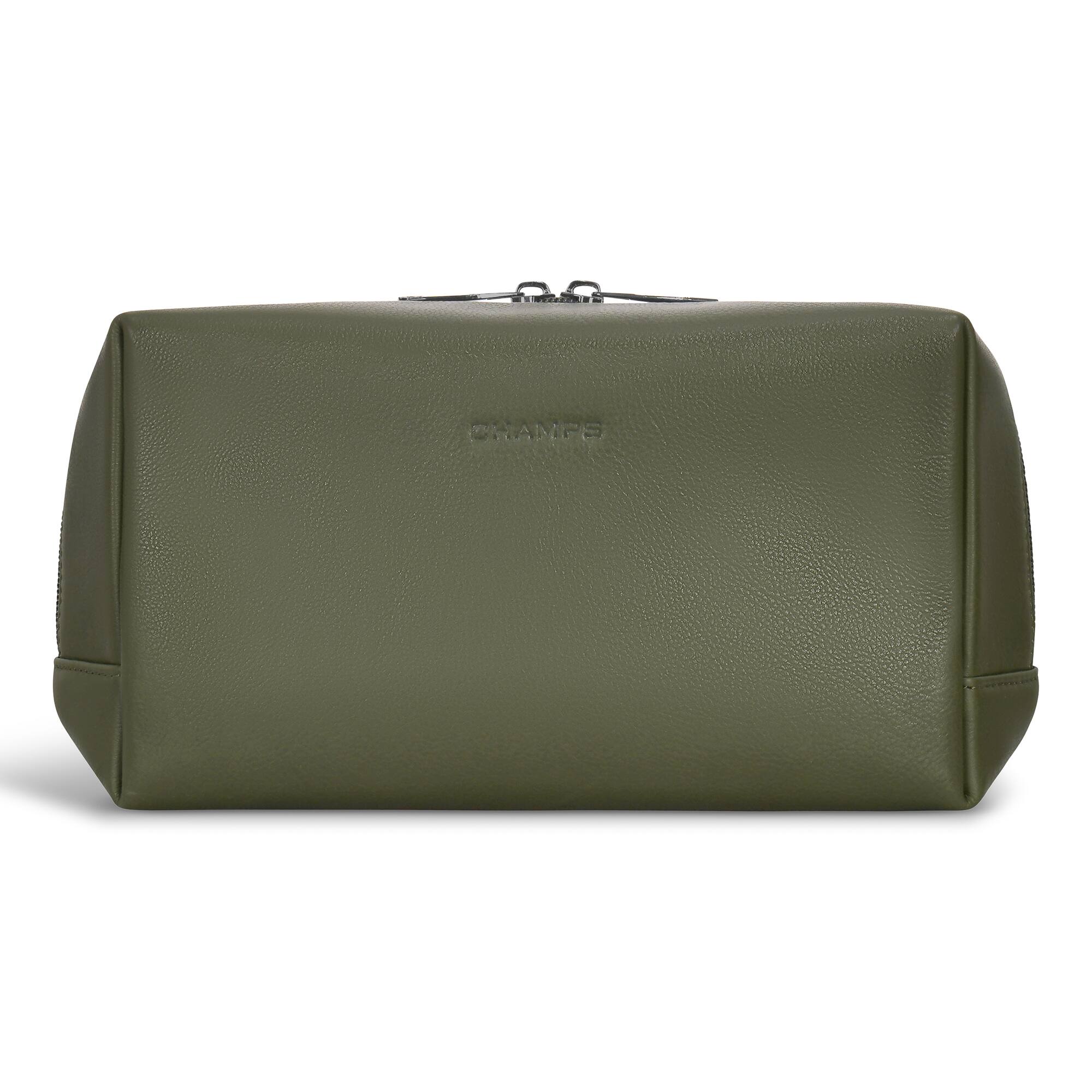 Front. Champs - Onyx Collection Leather Toiletry Bag - Khaki.