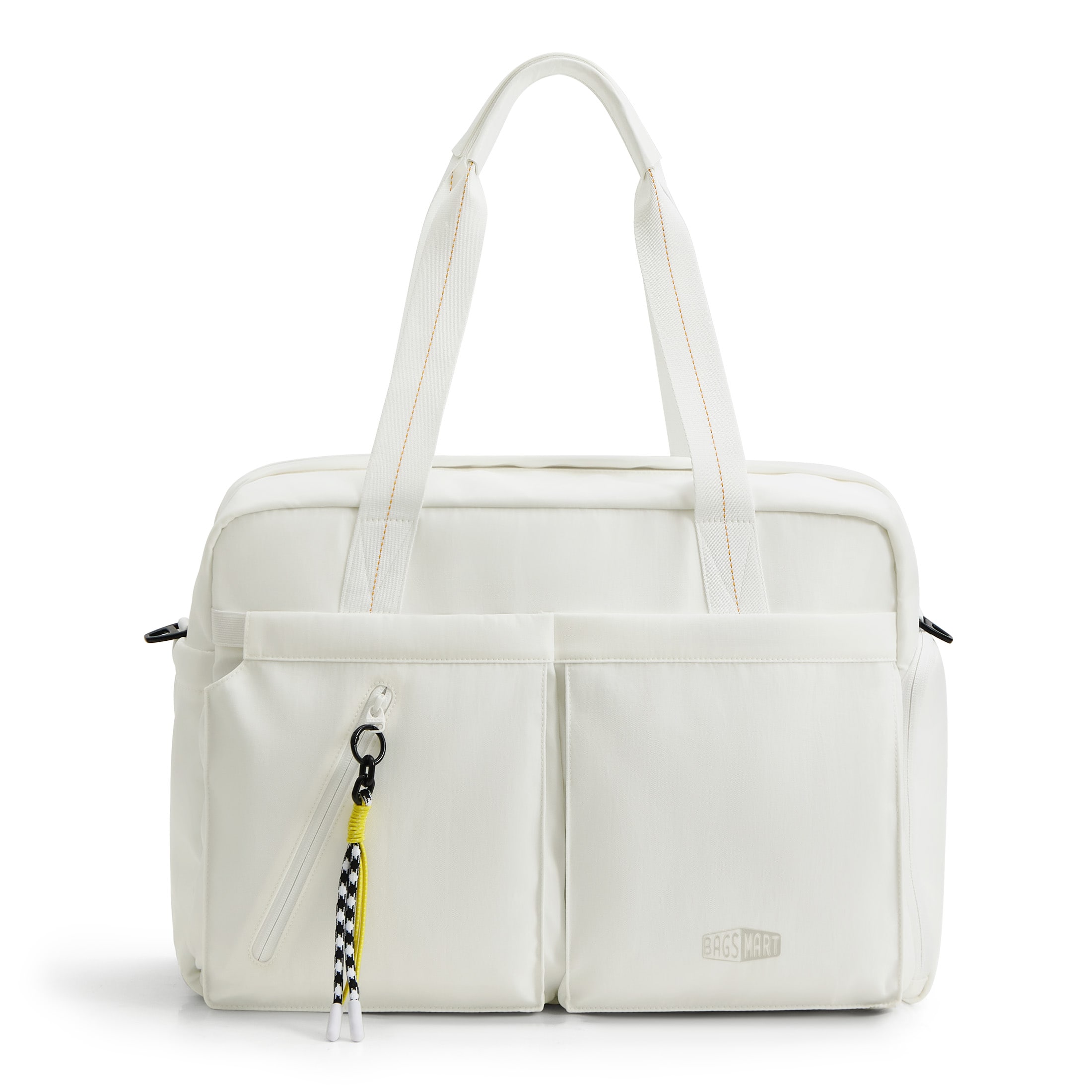 Bagsmart - Moss 30L Weekender Duffle Bag, Water-Resistant Overnight Bag with 15.6" Laptop Compartment for Travel & Commute - Dew White