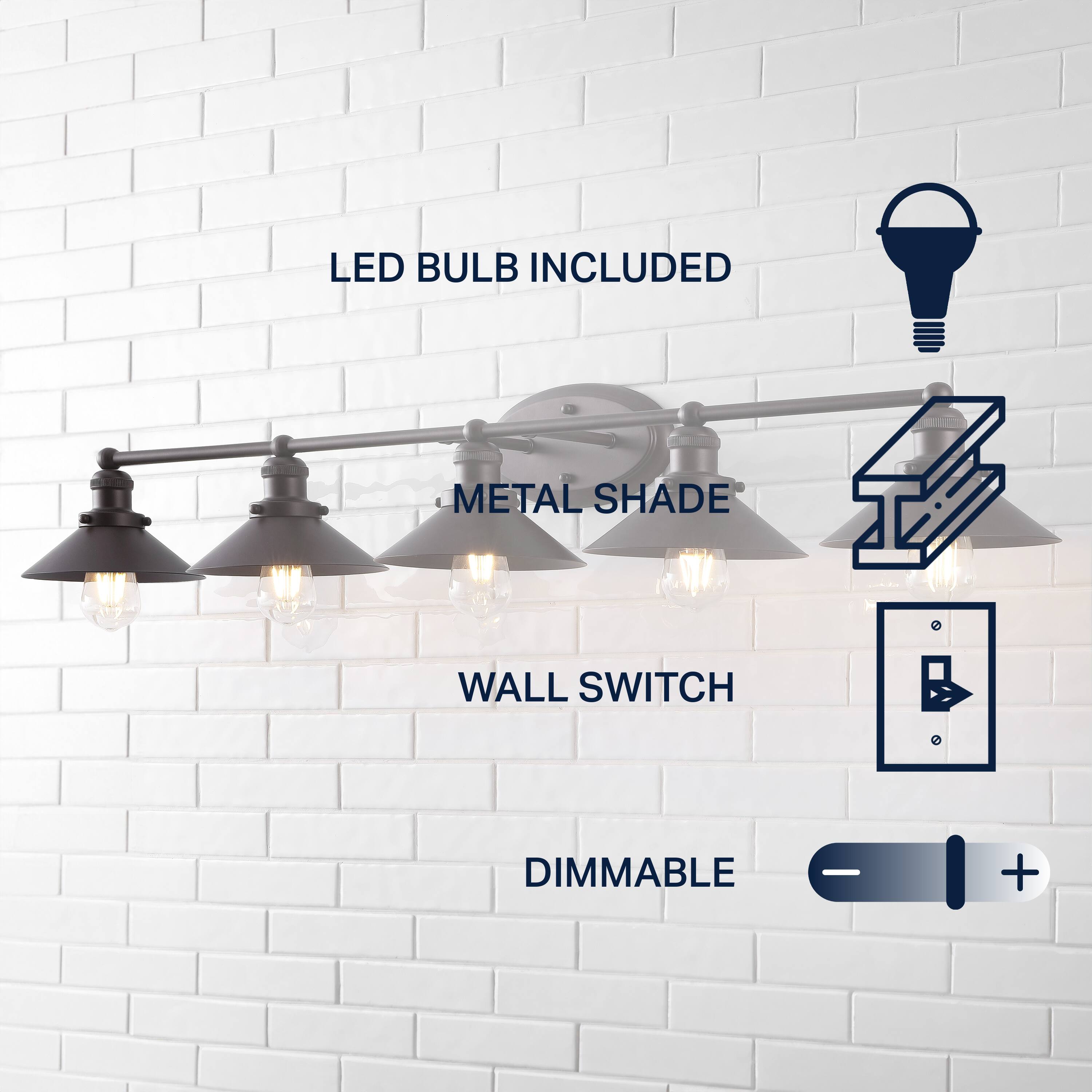 LED BULB INCLUDED  
METAL SHADE  
WALL SWITCH  
DIMMABLE