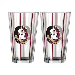 Logo Brands - Florida State Seminoles Two-Piece 16oz. Striped Pint Glass Set - Multicolor