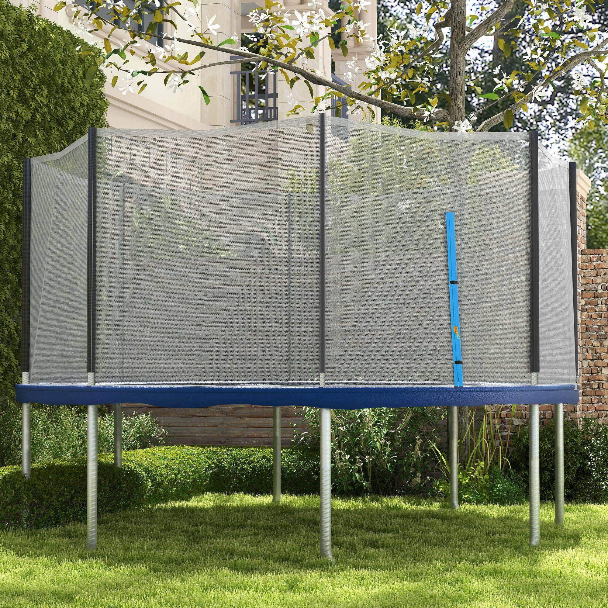 Alt View 1. Soozier - Trampoline Safety Net for 14ft Round Trampoline with 8 Straight Poles Poles Not Included - Black and Blue.