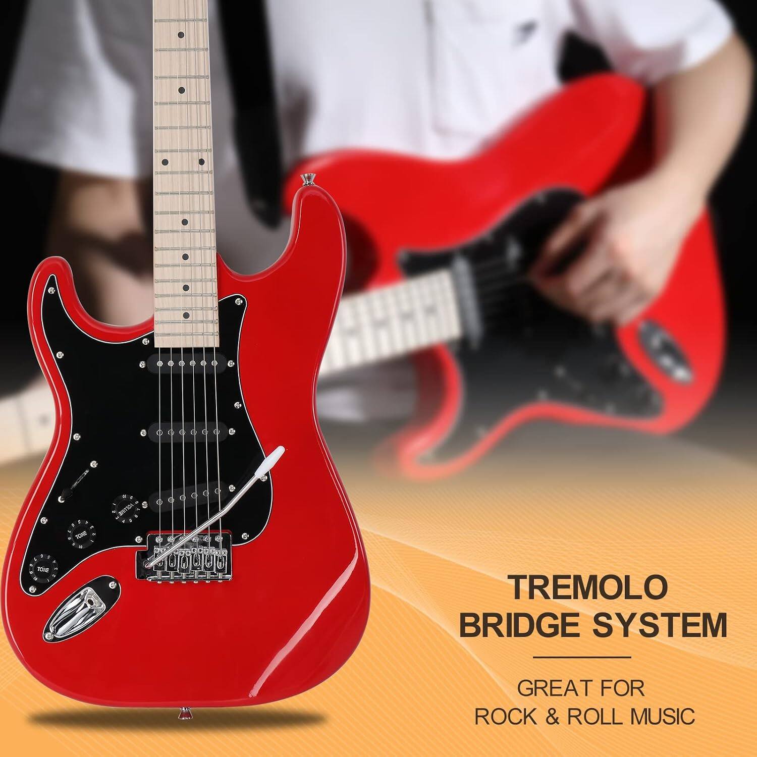 Tremolo Bridge System  
Great for Rock & Roll Music