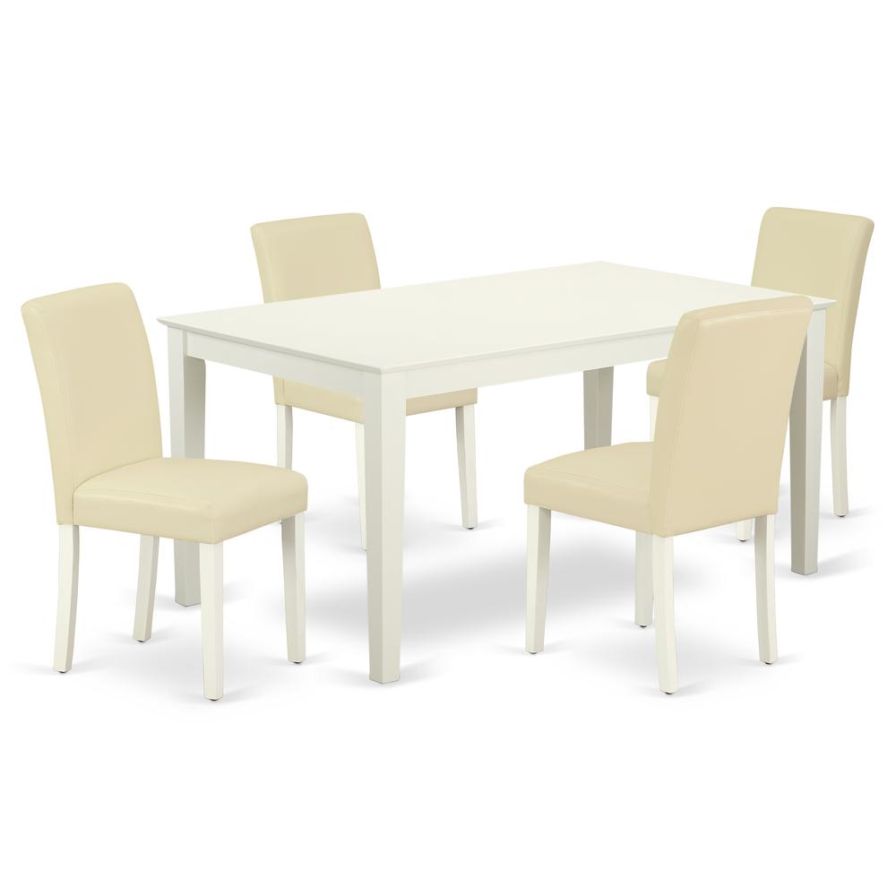 Back. East West Furniture - Dining Room Set Linen White - Brown.
