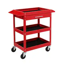Winado - 3 Tier Rolling Tool Cart Service Tool Cart Tool Organizer with Storage Drawer & 360° Swivel Casters for Garage, Workshop - Red