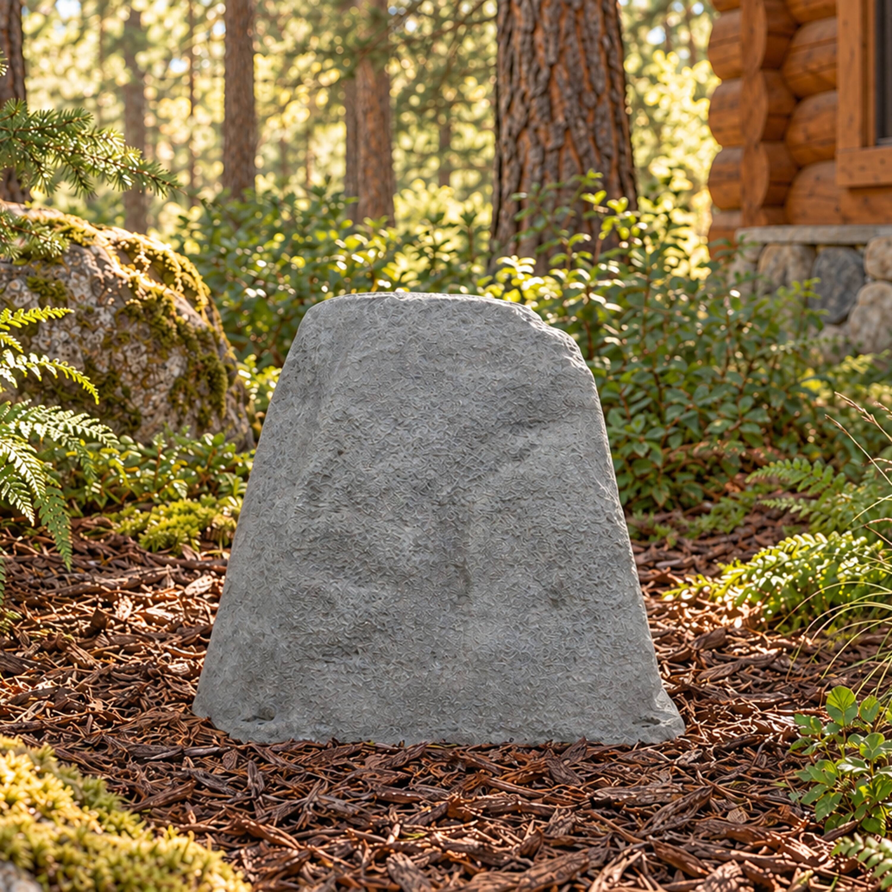 Alt View 9. Sunnydaze - Flat-Top Artificial Landscape Rock with Stakes - 2 Pack - Gray.