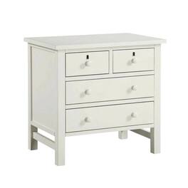 FurniFact - Antique Nightstand with 4 Drawers and Faux Keyhole Accents - White