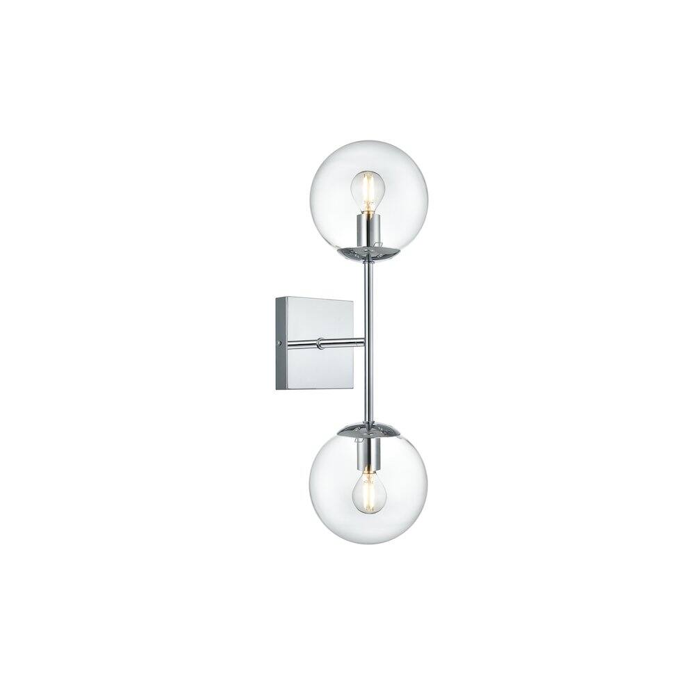 Angle. Living District - Neri 6 Inch Wall Sconce Clear Shade in Chrome - Chrome And Clear.