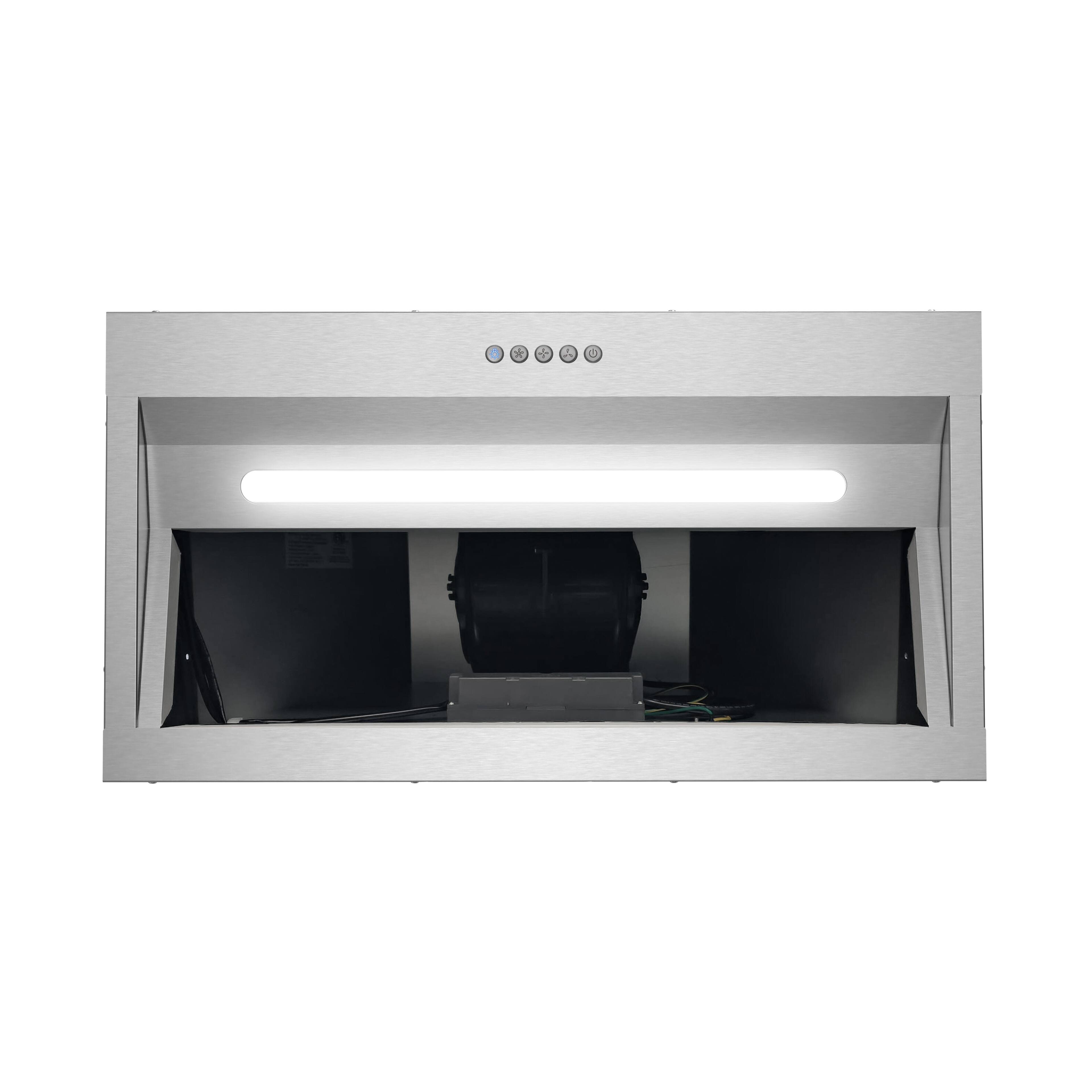 Alt View 9. Streamline - 28 in. Alcamo Ducted Insert 350 CFM Range Hood, Baffle Filters, Electronic Button Control, LED Light - Brushed Stainless Steel.