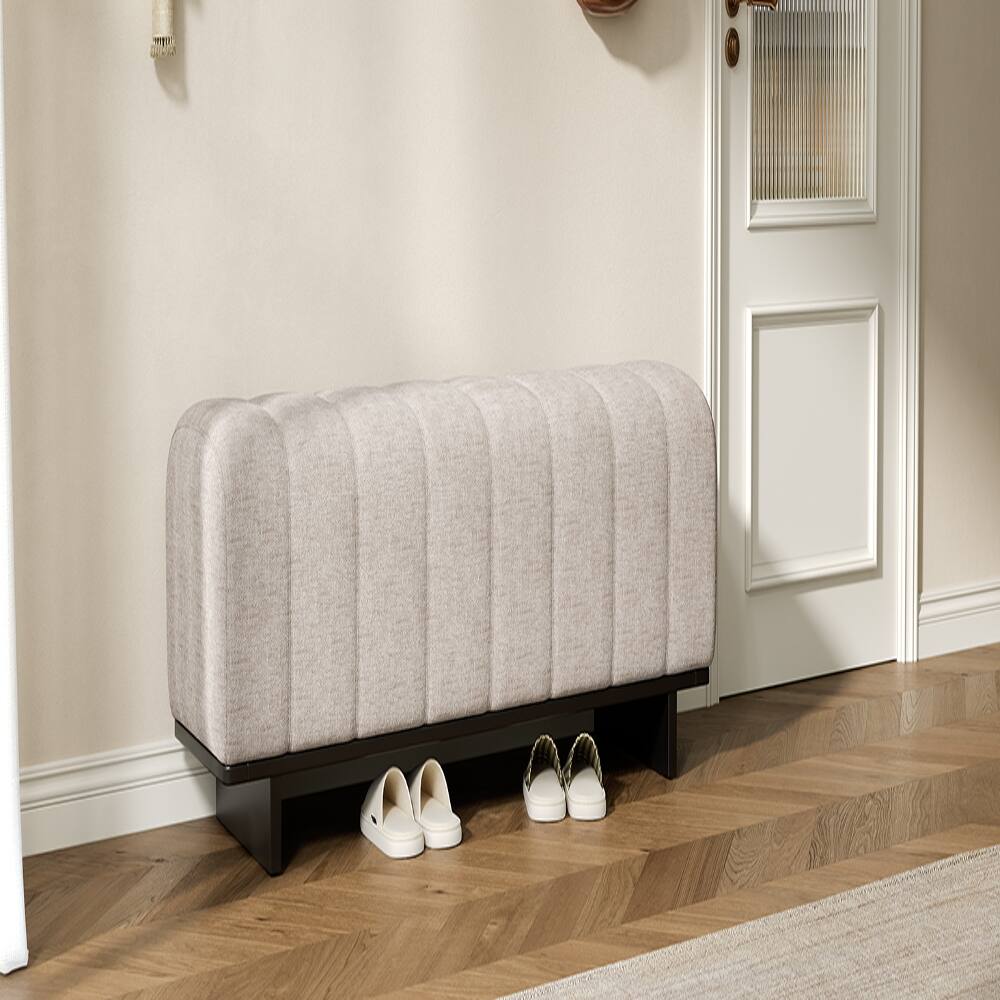 Alt View 1. Ropilly - Ropilly Modern Indoor Dining Bench, Oatmeal Chenille Fabric, Rubber Wood Legs, Upholstered Entryway Seating - Oatmeal.