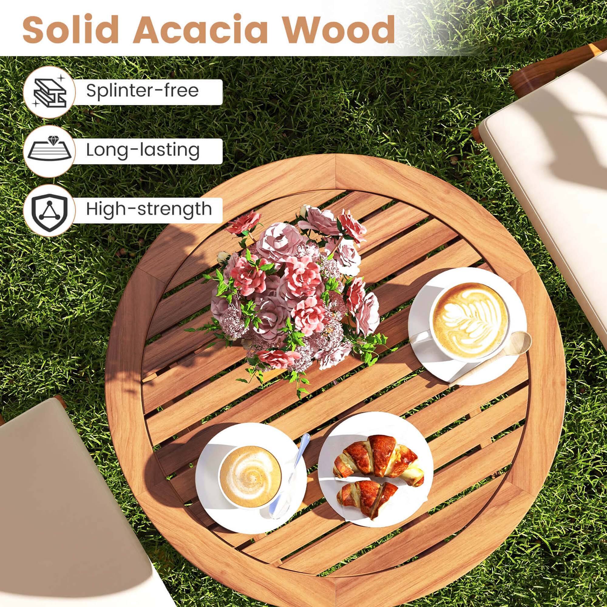 Solid Acacia Wood + Splinter-free + Long-lasting + High-strength