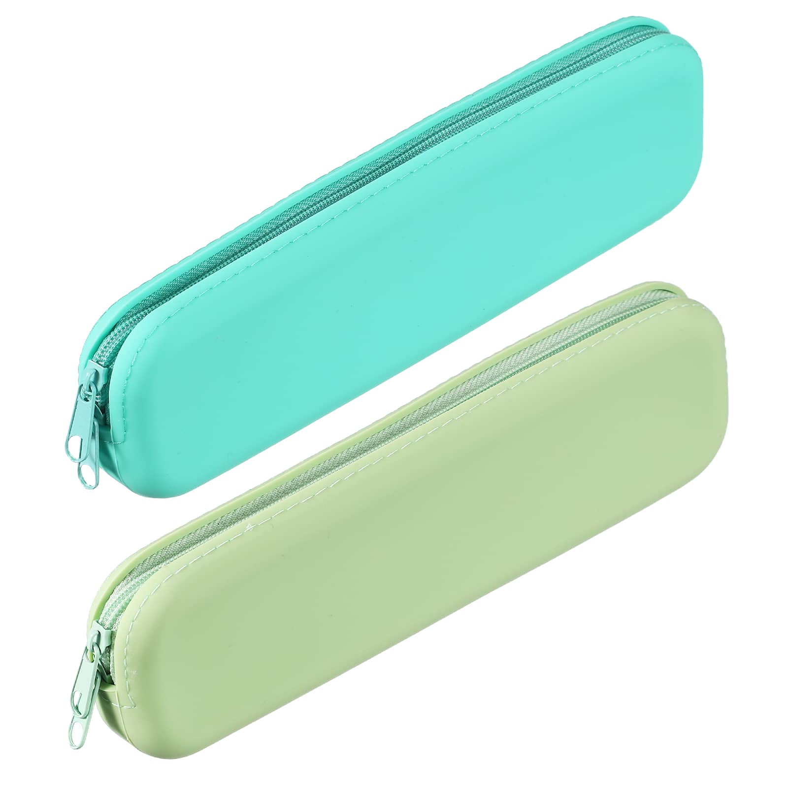 Unique Bargains - 2pcs Rectangular Silicone Pen Case, Small Pencil Pouch, Waterproof Cosmetic Storage for Travel - Khaki Green/Cyan price history on PriceWatchPro