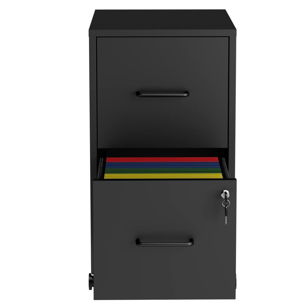 Alt View 9. Loheer - Loheer 2 Drawer File Cabinet Under Desk Metal Filing Cabinet Lockable Black.