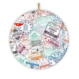 OrnamentallyYou - Travel Stamp Pattern Ornament - Multi-colored