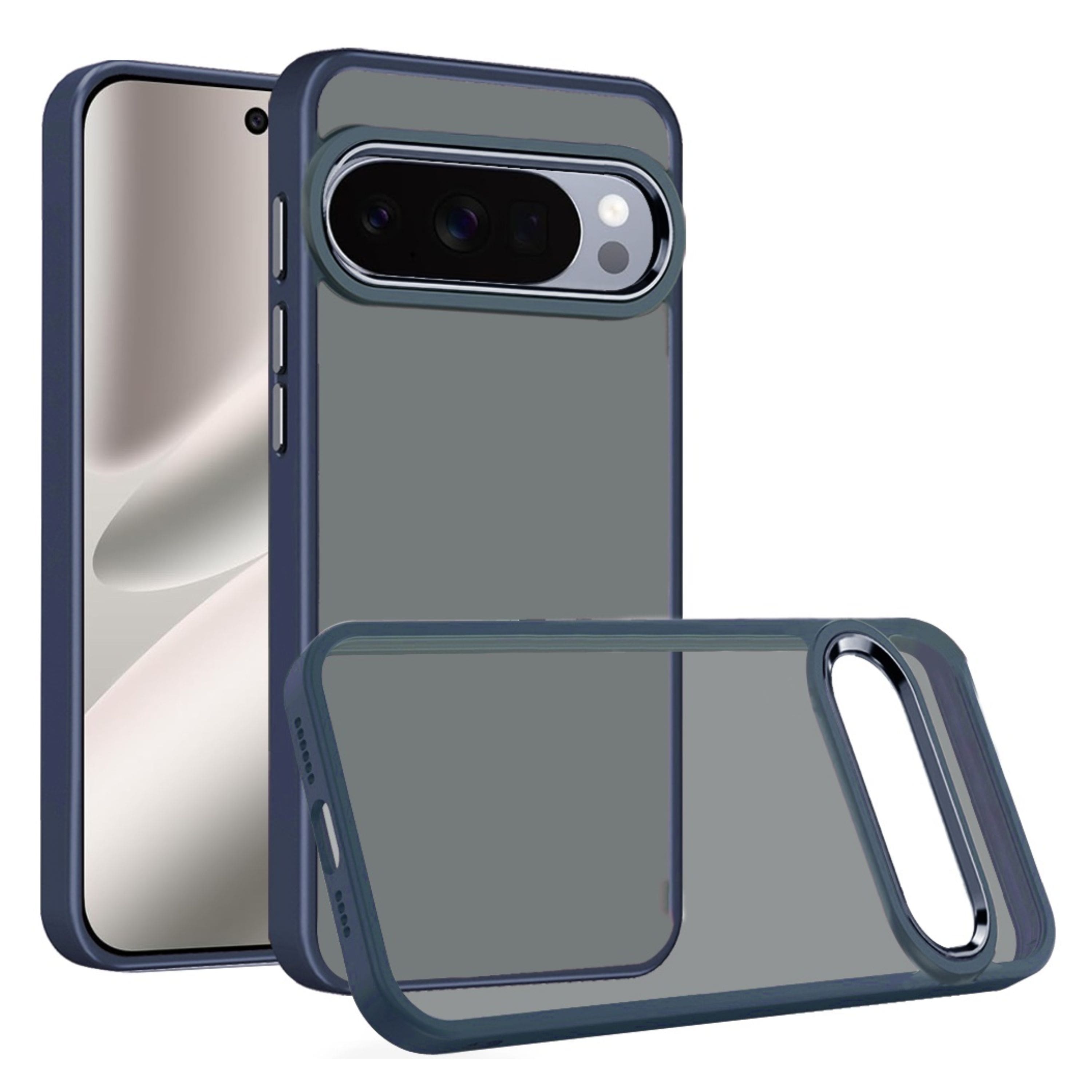 Kitcheniva - Thick Acrylic Metal Buttons Phone Case With Tempered Glass For Google Pixel 10 Pro XL - Dark Blue price history on PriceWatchPro