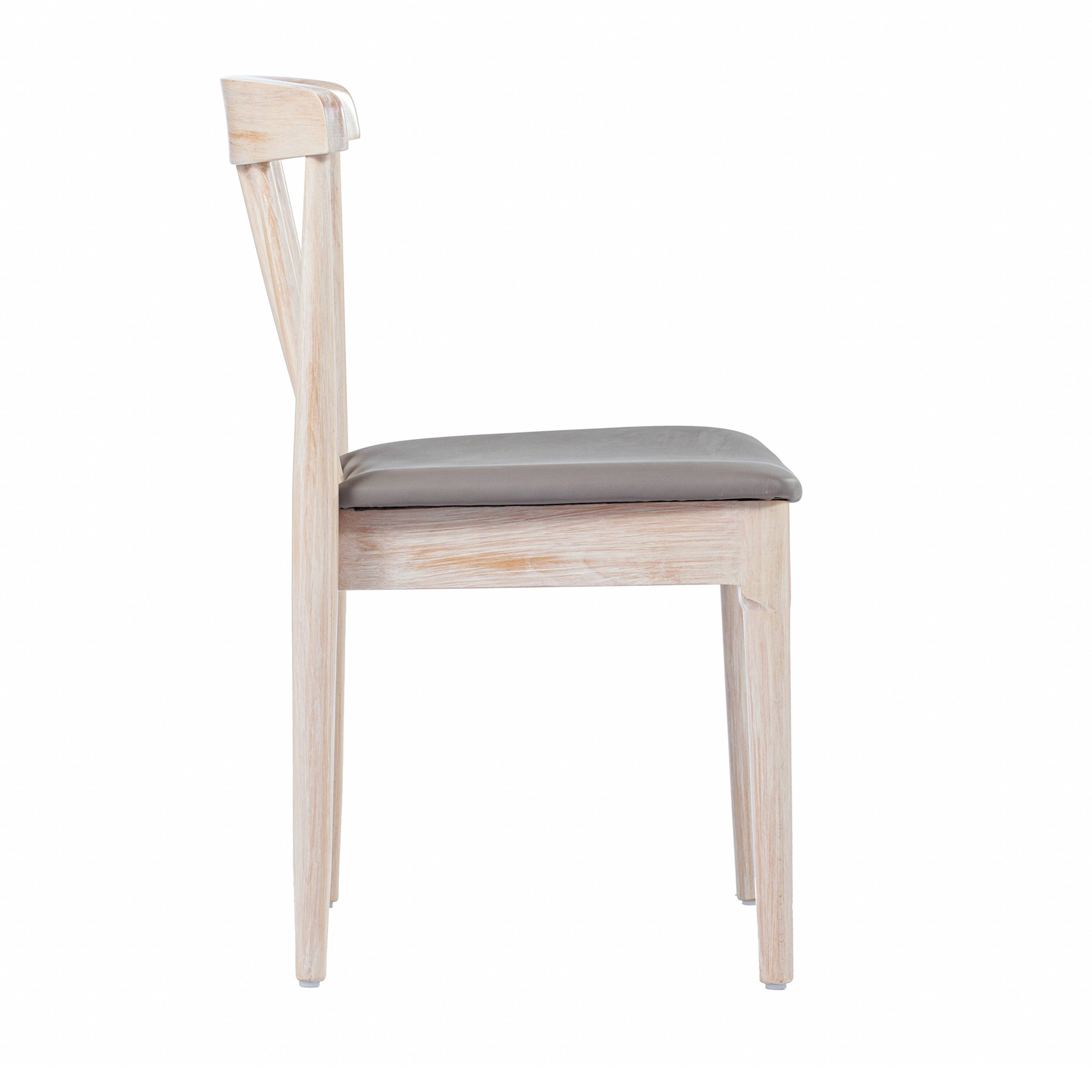 Alt View 7. Emma + Oliver - Charlize Solid Wood Dining Chair with Spindle Backrest and Vinyl Seat - Brown Vinyl Seat/Antique White Wood Frame.