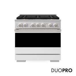 ZLINE - 36 in. 5.2 cu. ft. Manual Clean Marino Freestanding DuoPro Gas Range with Convection Gas Oven with White Matte Door - White Matte