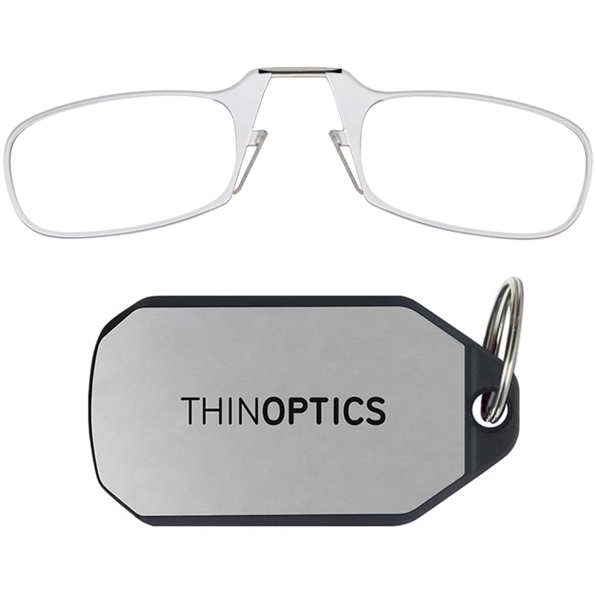 ThinOptics - 2.0 Reading Glasses with Silver KeyChain - Clear