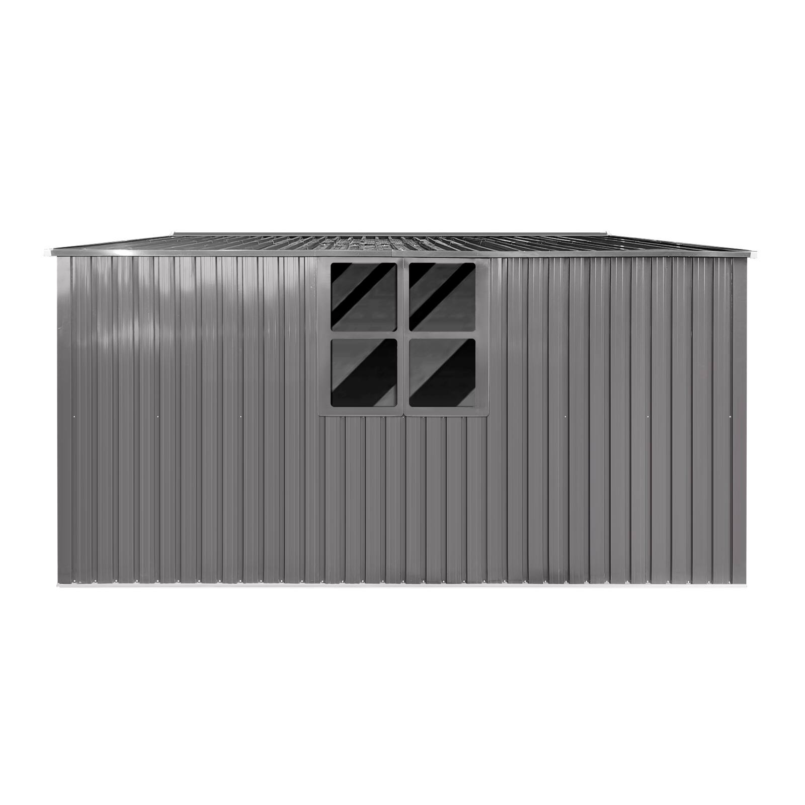 Alt View 6. Mondawe - 14x12 Ft Outdoor Storage Shed with Tool Space and Firewood Storage - Grey.